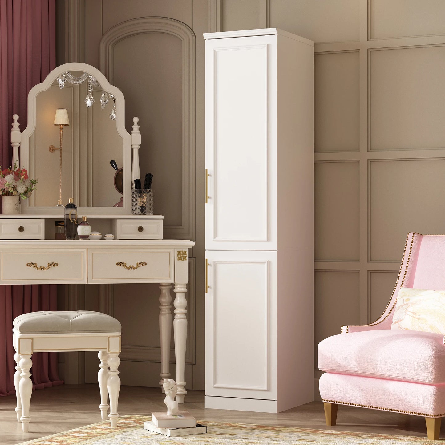 FUFU&GAGA Luxurious Wardrobe Armoire With Hanging Rod UltraExpandable Customizable Shelving