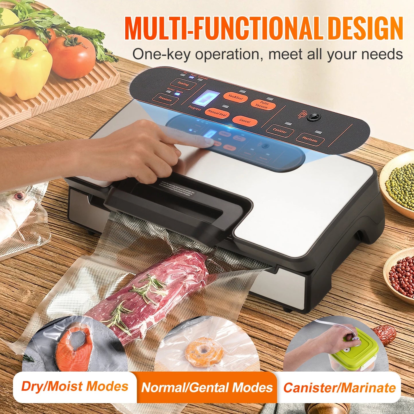 SucceBuy Vacuum Sealer 90Kpa 130W For Household Kitchen Use