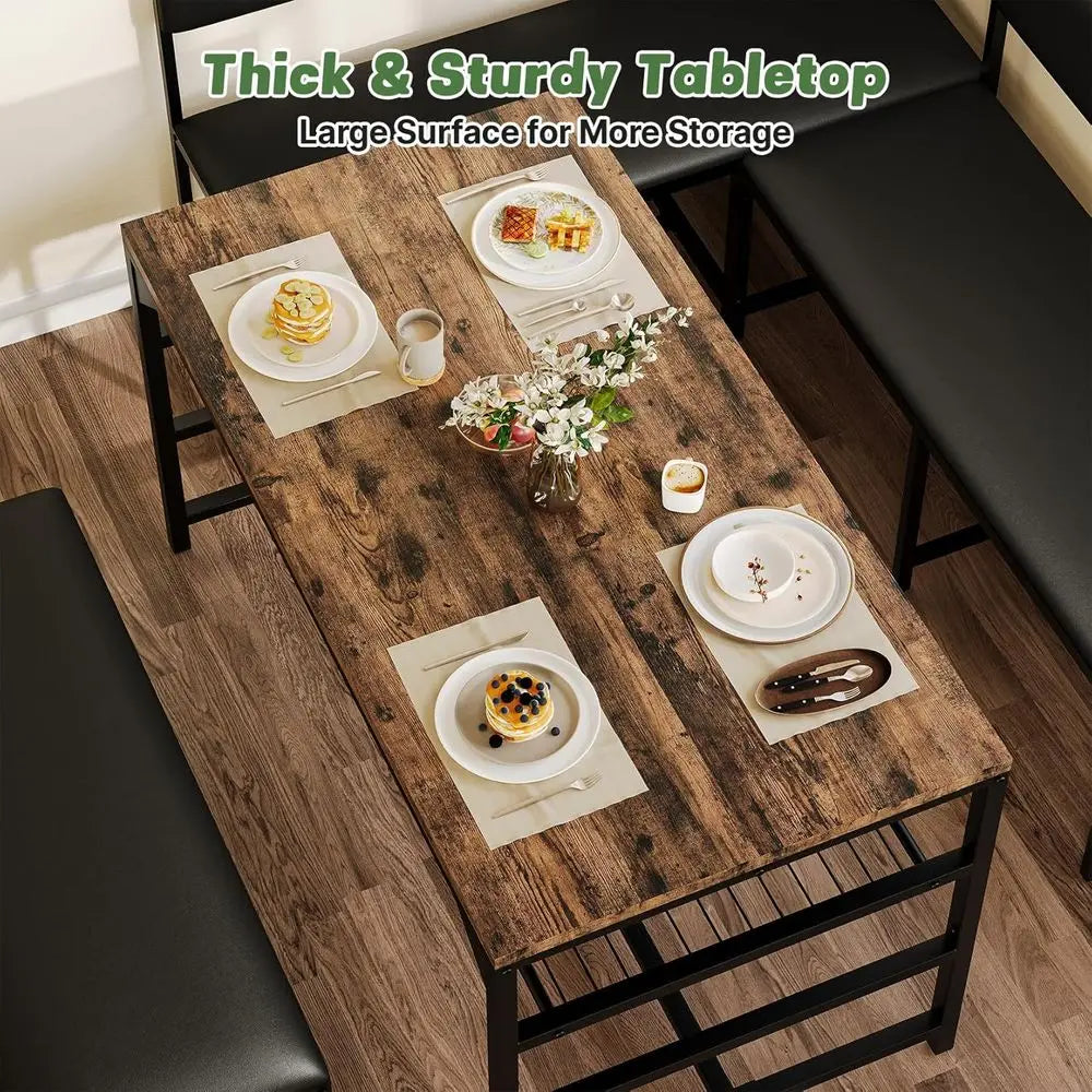 XMSJ Breakfast Nook Set With Storage Bench and Table