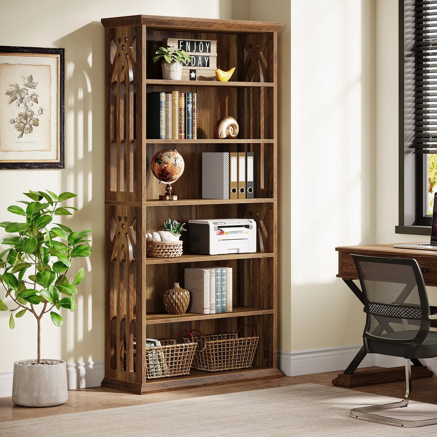 Tribesigns 6-Tier Bookshelf Freestanding Wood Bookcase