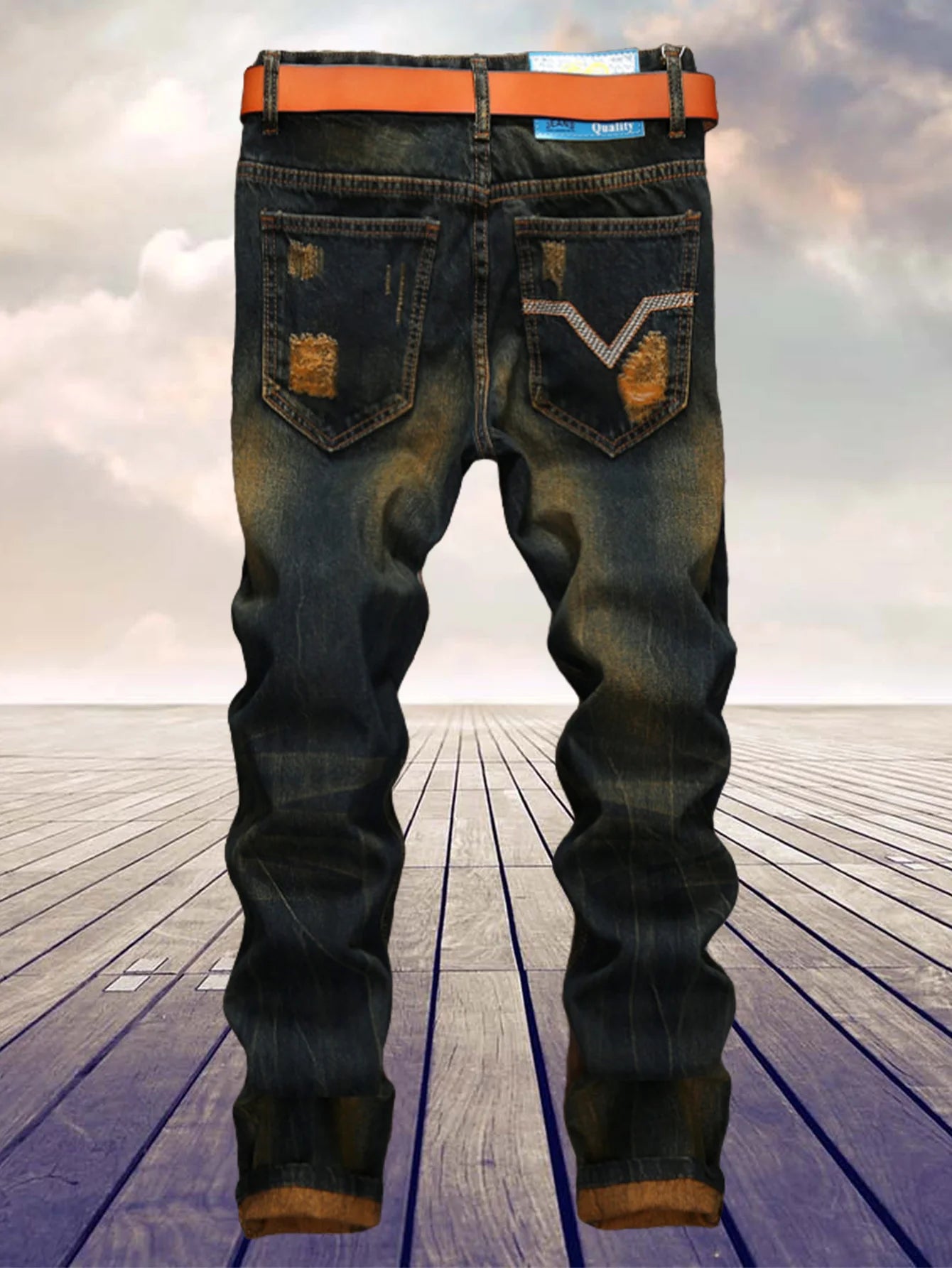 Men's Retro Straight Jeans Cotton Blend Fabric For Everyday Wear