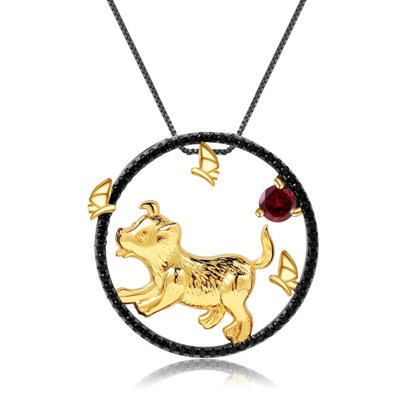 Gem's Ballet 925 Sterling Silver Dragon Pendant Necklace Topaz