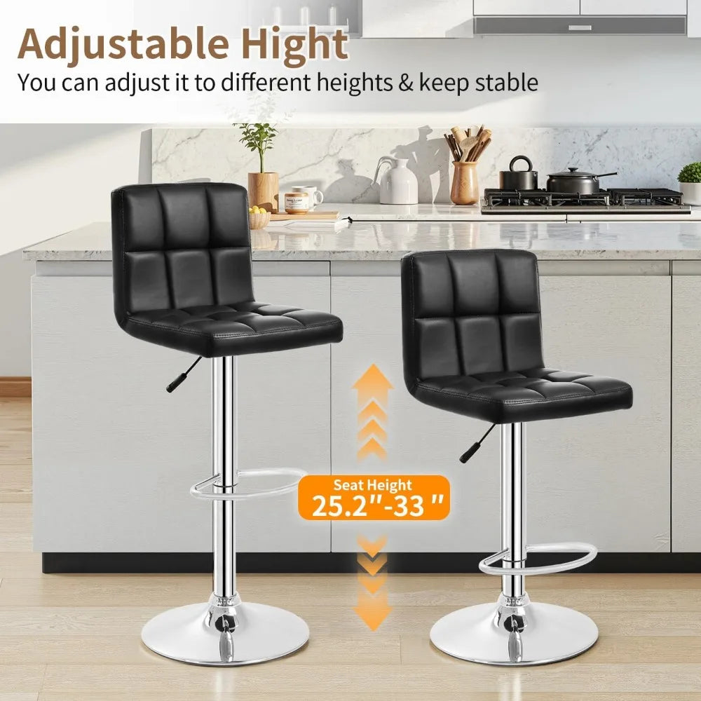 FEICHENG Adjustable PU Leather Bar Stools Set Two With Back