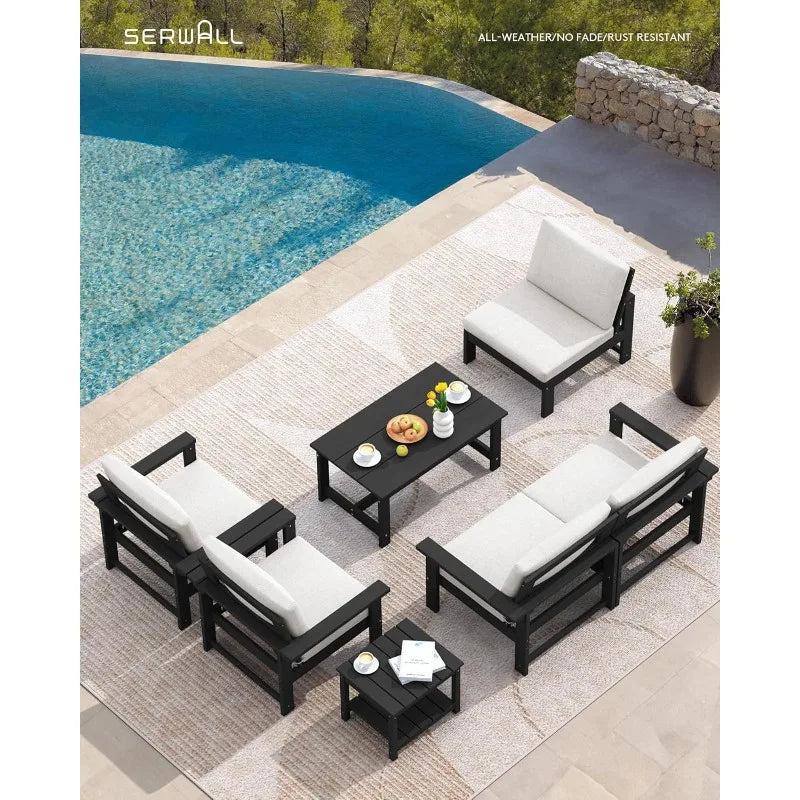 Serwall 7 Piece Outdoor Sectional Sofa Set All Weather