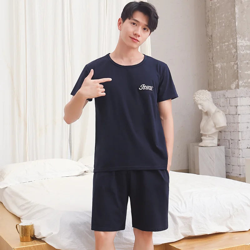 Cotton Men's Pajama Top And Bottom Set