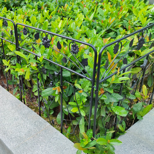 Decorative Powder Coated Steel Garden Fence Panel, 5 Pack Folding Border Fence