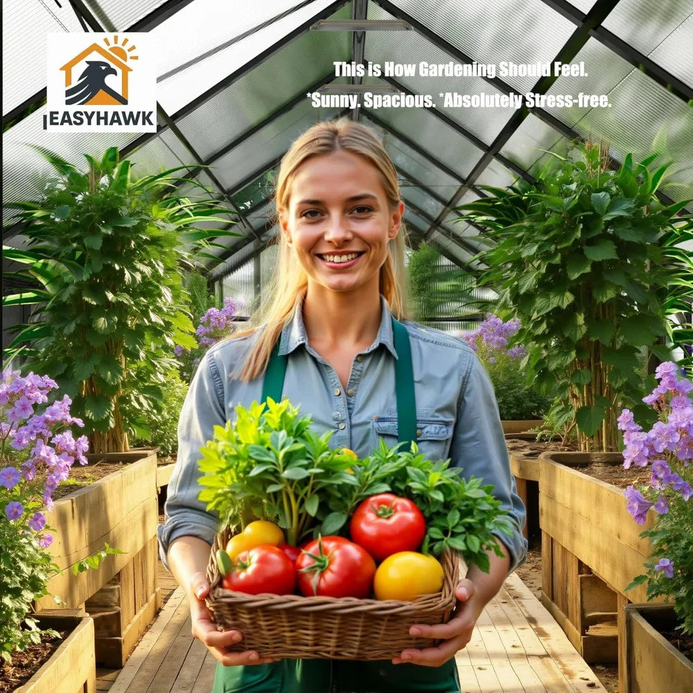 Cover Outdoor Walk-In Polycarbonate Greenhouse with Quick Assembly
