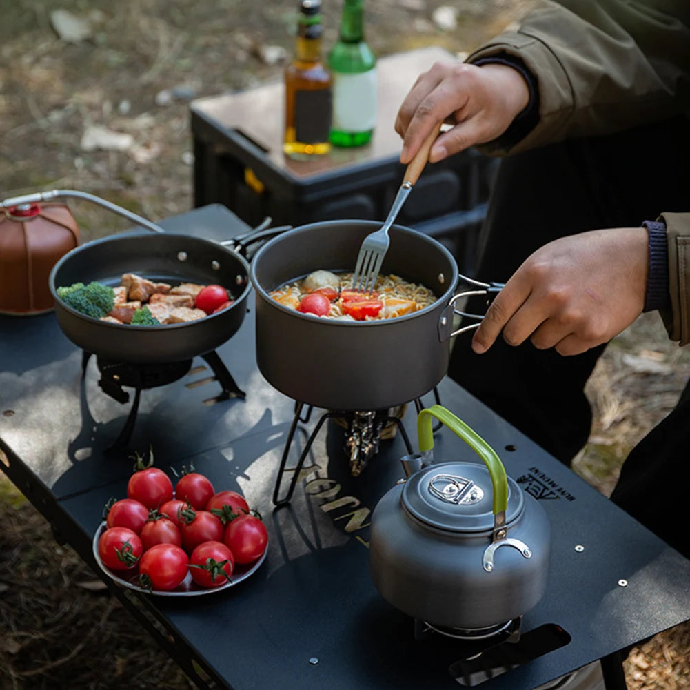 Outdoor Camping Cookware Set 3-Piece Pot Pan Kettle Kit