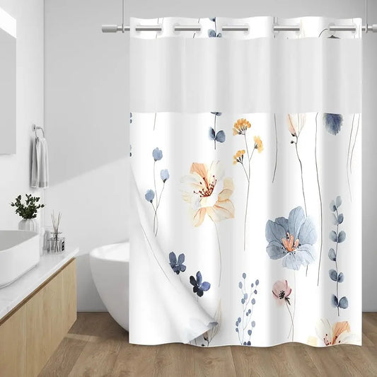 Guangdong No Hook Shower Curtain With Snap-In Liner Watercolor Floral