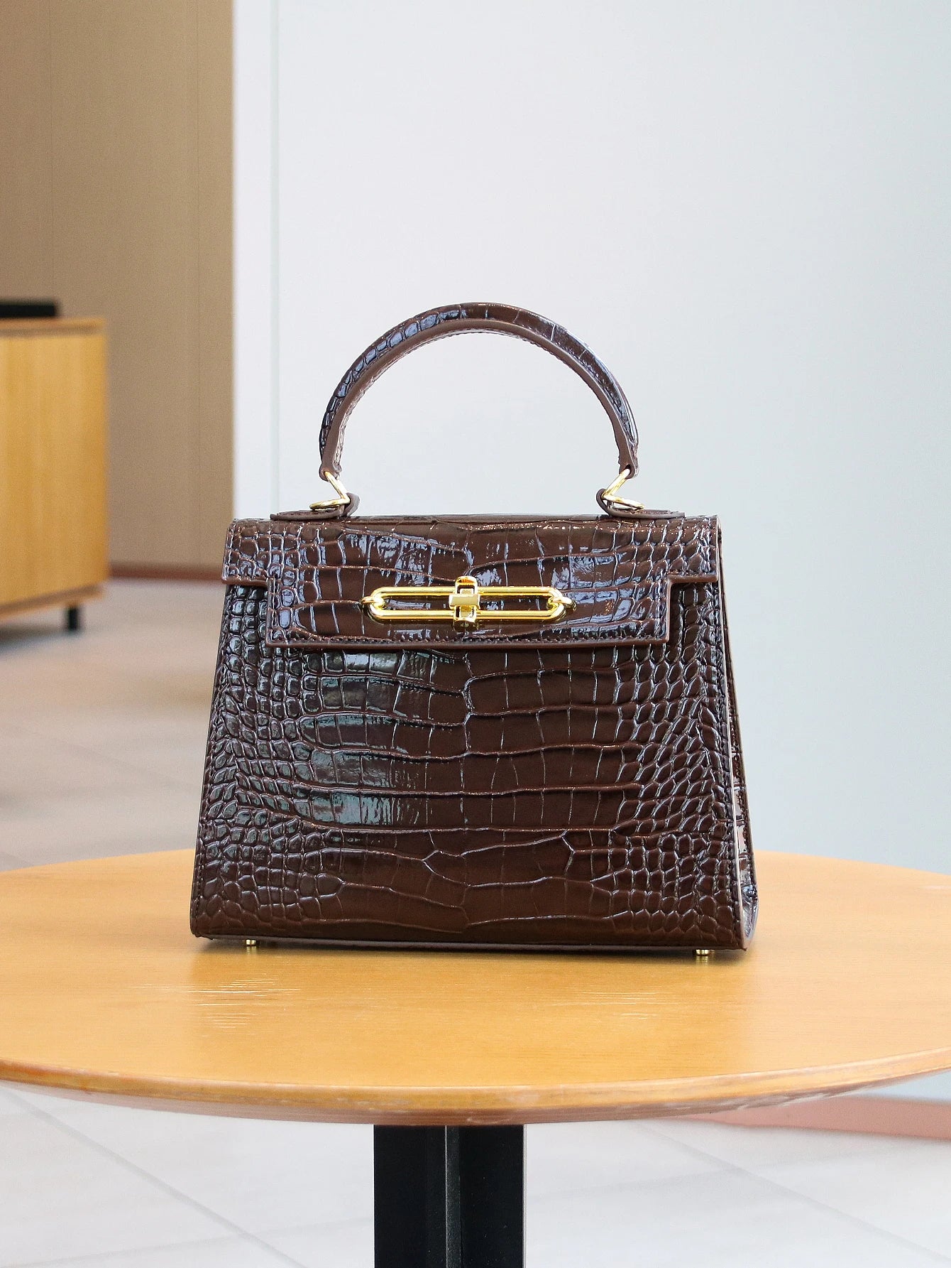 NONECN Crocodile Pattern Fashion Handbag Light Luxury Work Bag