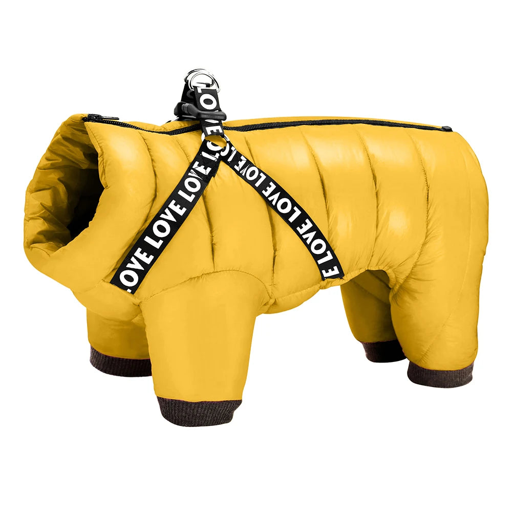 Pet Artist Warm Waterproof Dog Coat With Adjustable Harness