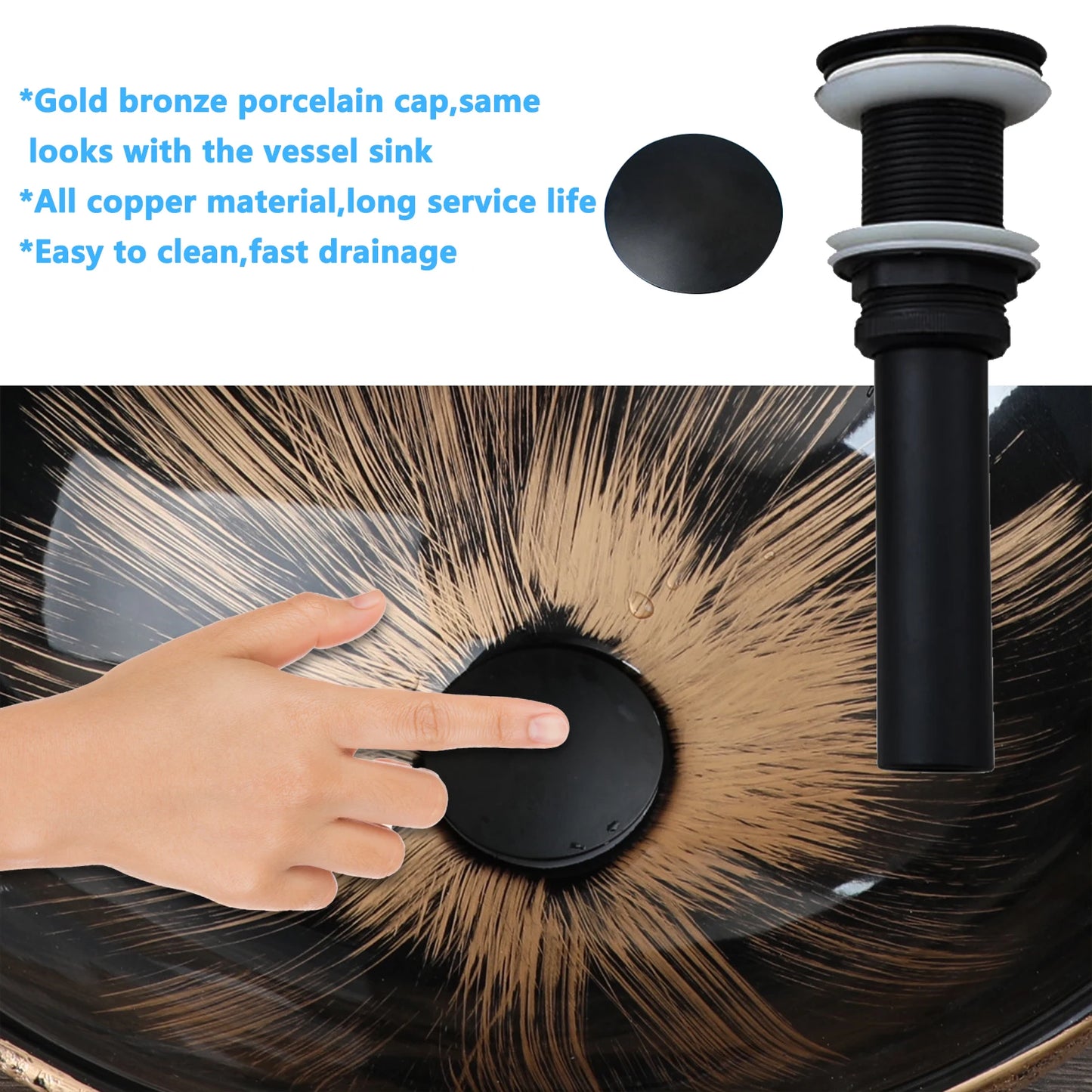 MEKKHALA Oval Vessel Sink With Faucet Marble Ceramic