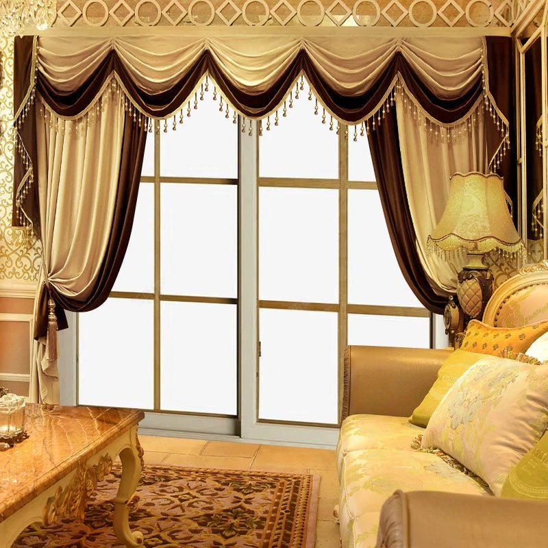 Zhejiang CN Luxury Flannelette Curtain Drape Set Two Piece European Living Room