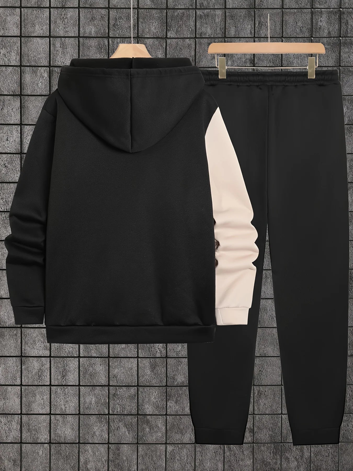 Men's Printed Zip-Up Hoodie and Sweatpants Set for Autumn Winter