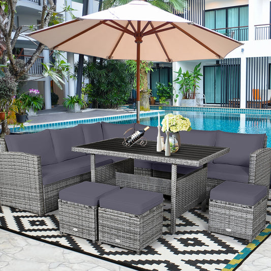 HOMASIS 7 Piece Patio Rattan Dining Set Outdoor Sectional Sofa