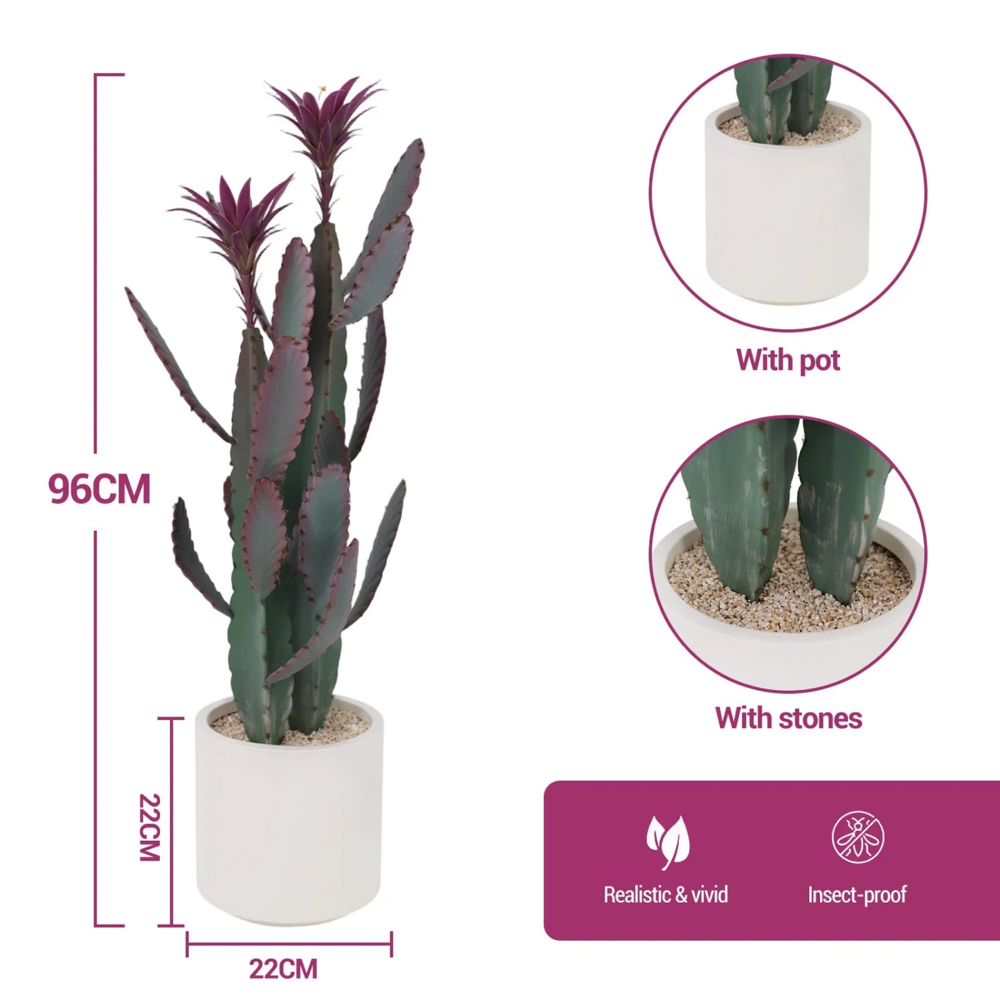 HiMISSCN Tall Artificial Cactus Plant With Planter For Home Decor