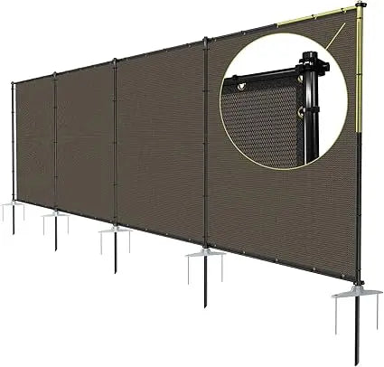 Outdoor Privacy Fence With Iron Poles And Ground Spikes