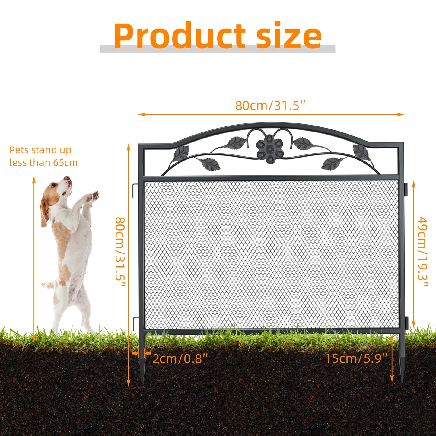 Feature Heavy Duty Garden Fence Panel 5 Pack Metal Iron