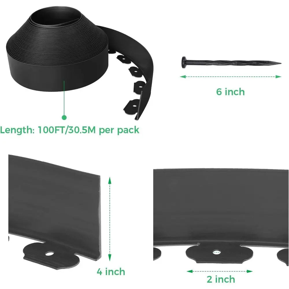 Plastic Garden Edging Kit With 150 Stakes For Lawn And Flower Bed Borders