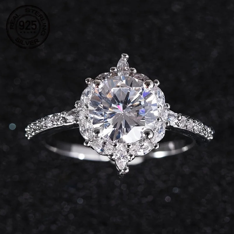 WPOOCC 925 Sterling Silver Zircon Wedding Band For Women