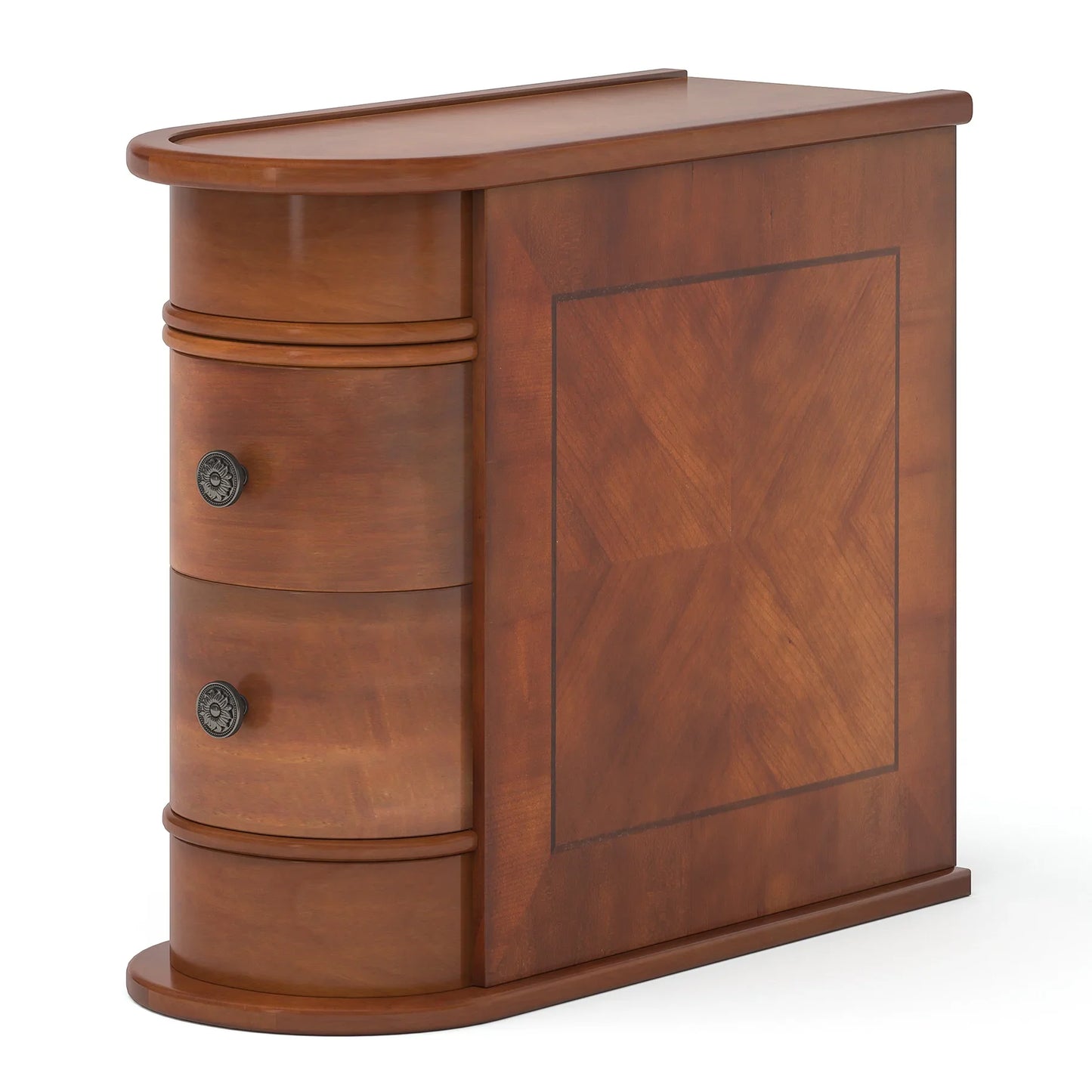 Tribesigns Modern Round Solid Wood End Table With Drawer