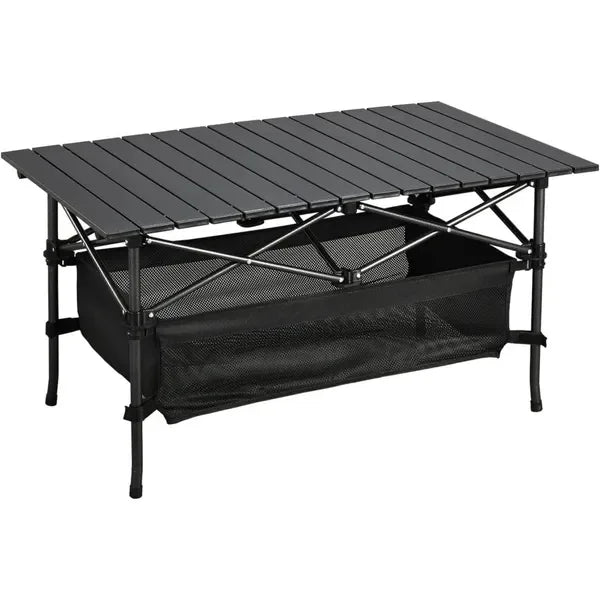 Roll-Up Bamboo Portable Beach Table With Carry Bag For Outdoors