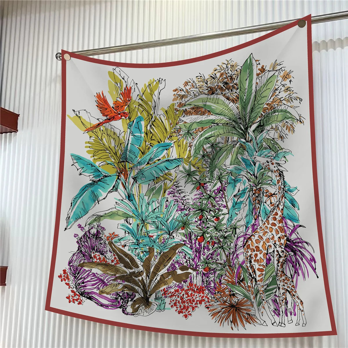 Floral Silk Twill Square Scarf Hijab Shawl For Women