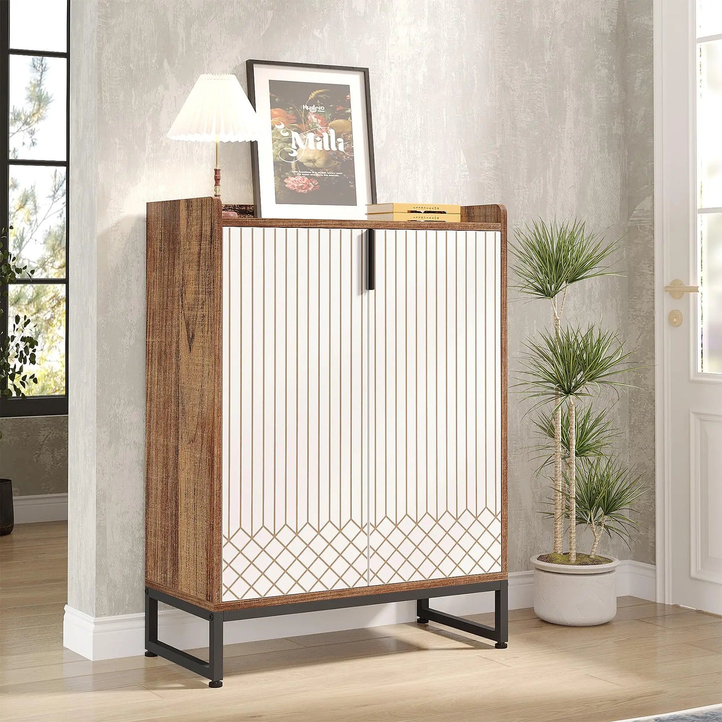 Tribesigns 5-Tier Shoe Cabinet With Doors