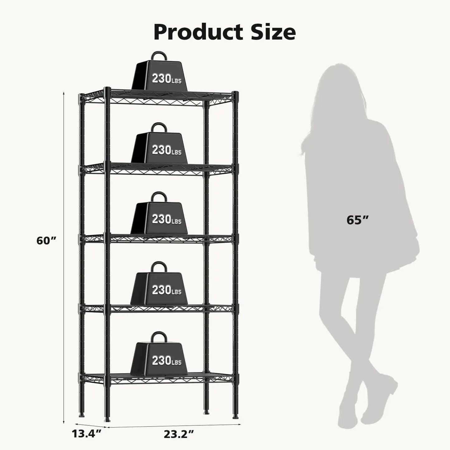 JHK 3-5 Tier Adjustable Metal Wire Storage Shelves Heavy Duty