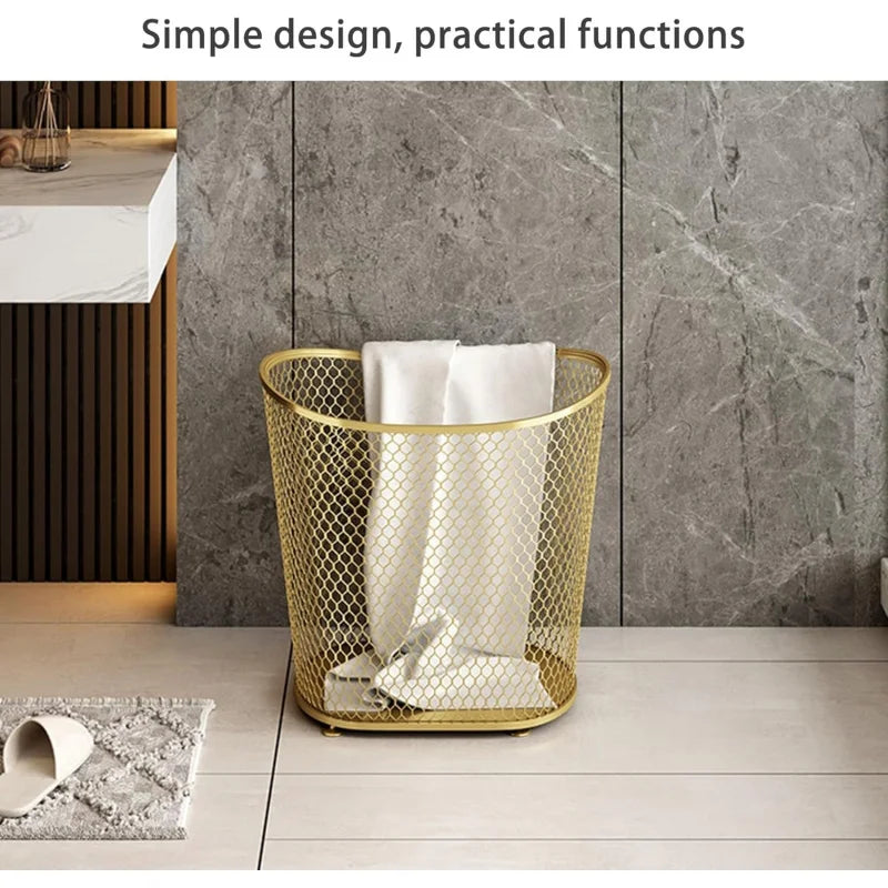 Metal Laundry Hamper With Mesh Basket For Dirty Clothes