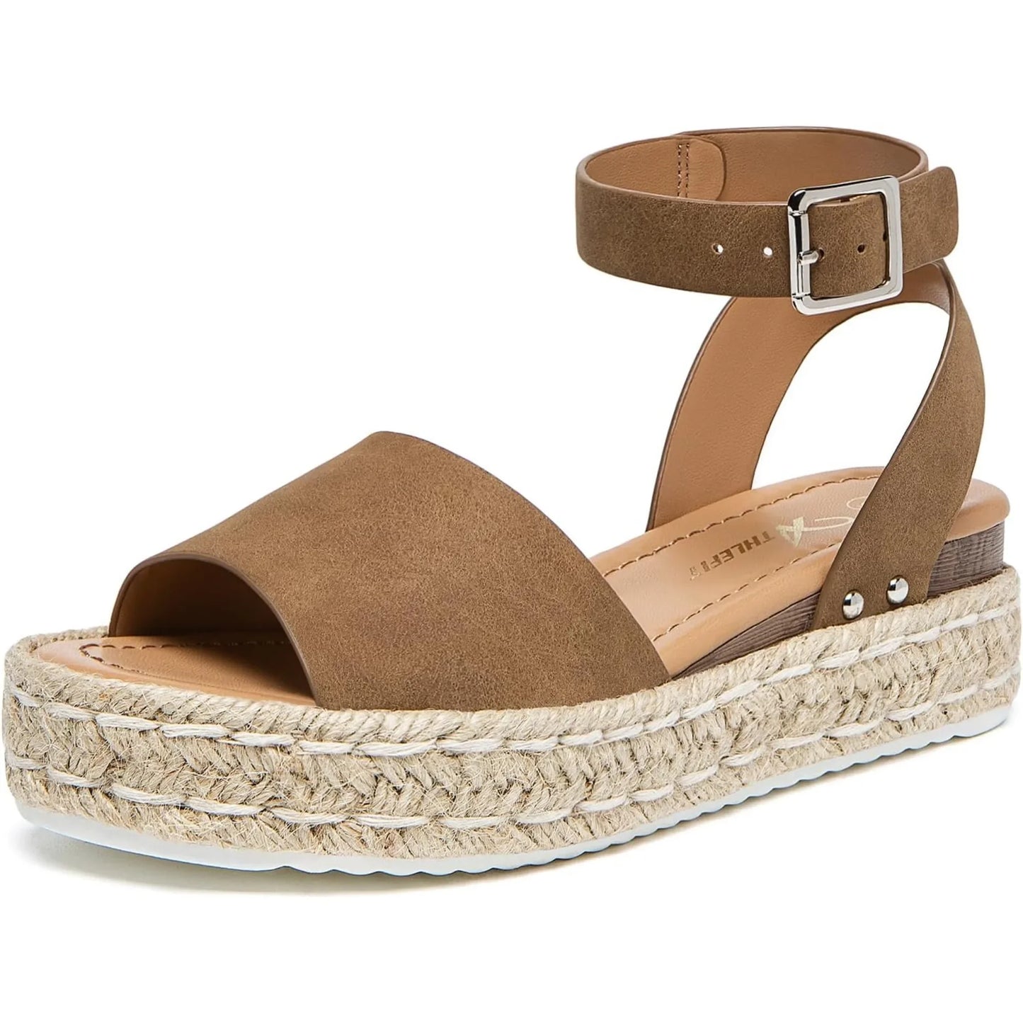 Athlefit Womens Platform Espadrille Wedge Sandals Open Toe Buckle