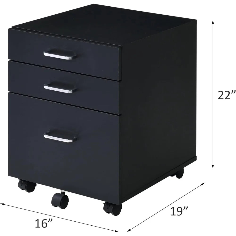 3-Drawer File Cabinet With Wheels for Home Office Storage