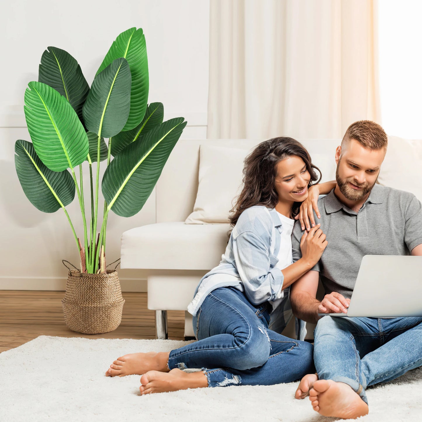 TWISTER.CKCN Artificial Bird of Paradise Plant Banana Leaf