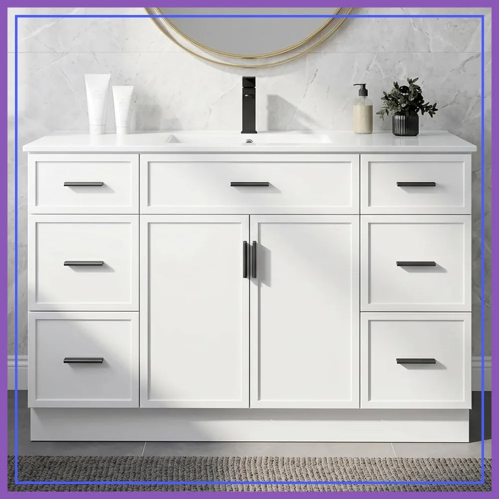 Farmhouse Bathroom Vanity With Sink 2 Doors And 6 Drawers
