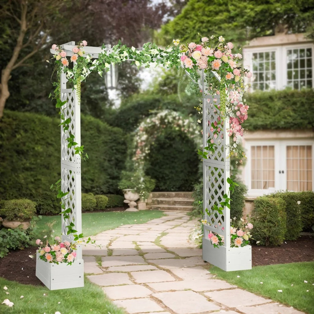 Guangdong Wooden Garden Arch Arbor With Planter Trellis Wedding