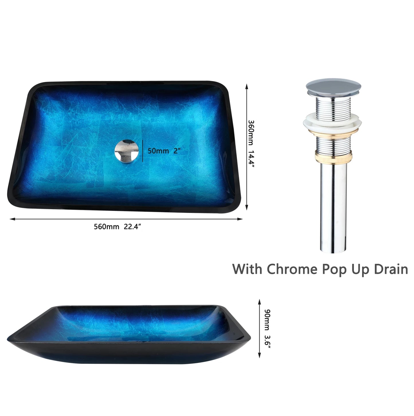 YANKSMART Tempered Glass Basin Sink With Faucet Set