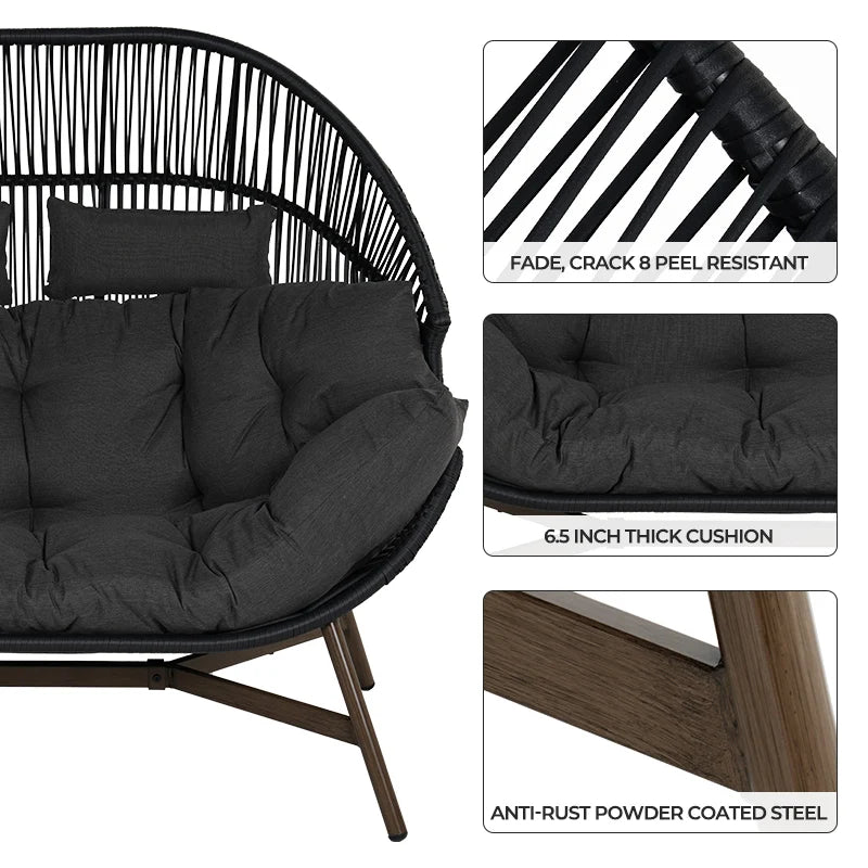 Grand Patio Outdoor Wicker Egg Chair With Cushion For Patio