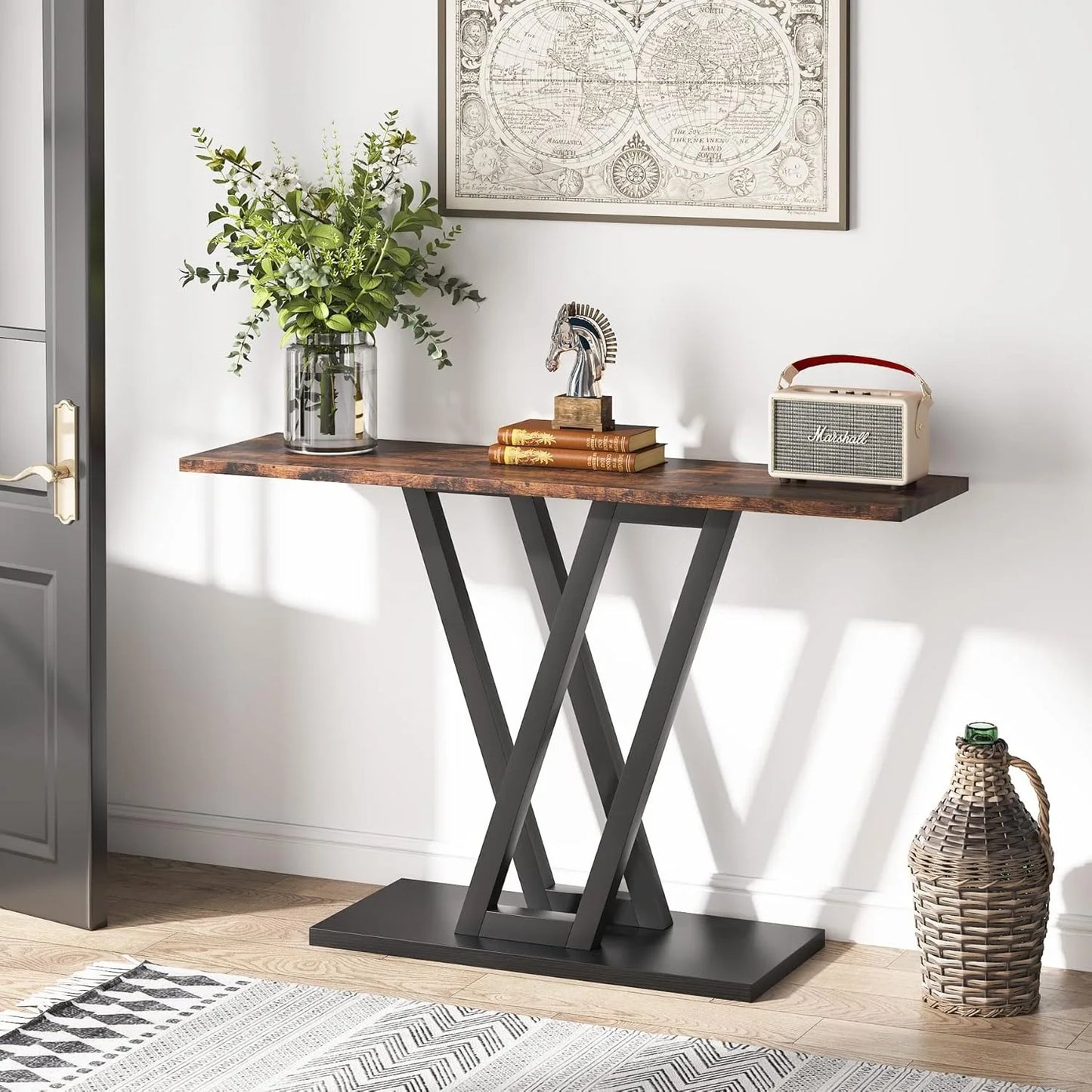 Little Tree Industrial Console Table for Entryway and Living Room