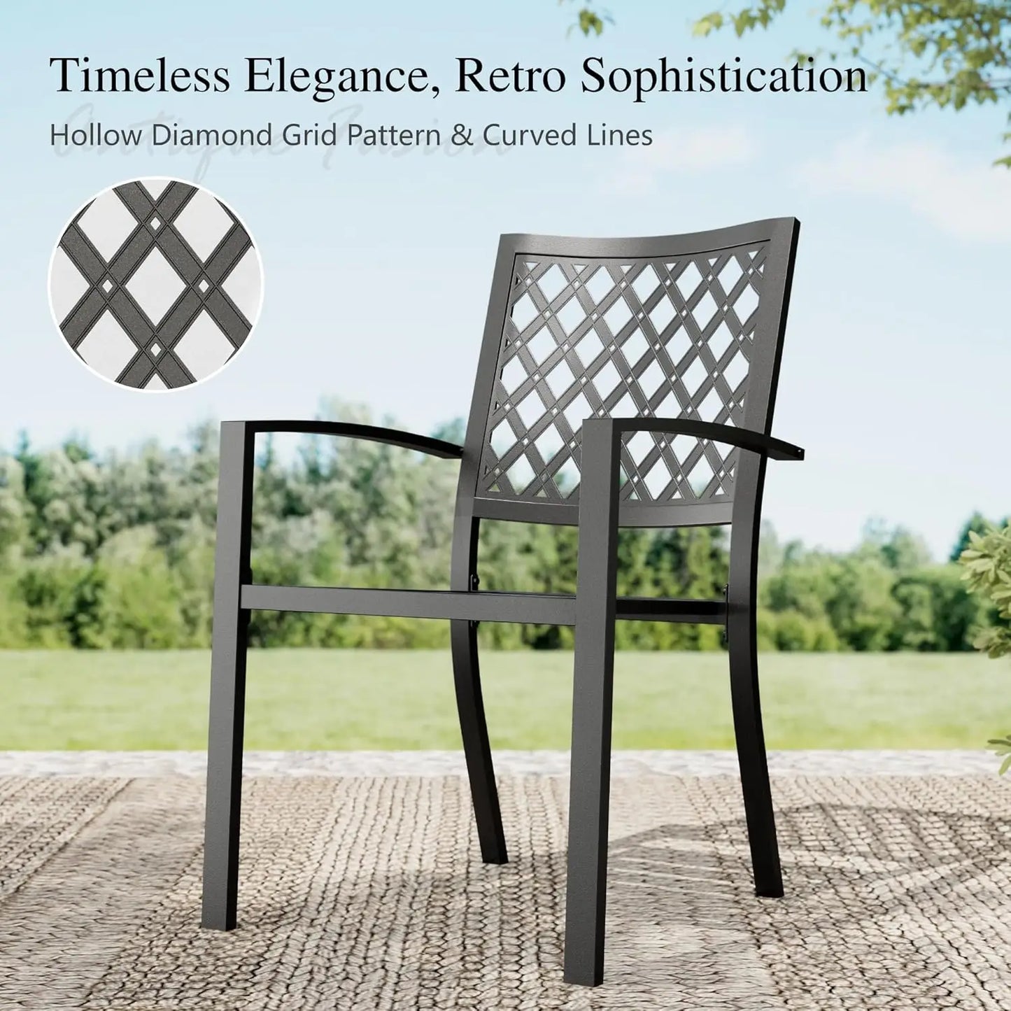 Round Metal Patio Dining Set Outdoor Weather Resistant Table And Chairs