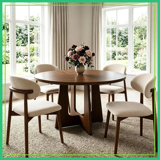 Round Dining Table Set For 4 Compact Space Saving 5Piece
