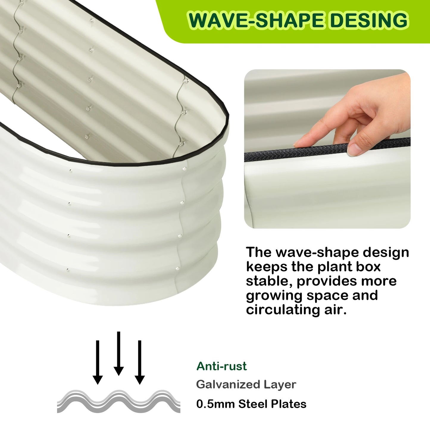 HiMISS Oval Galvanized Raised Garden Bed Set Outdoor Gardens