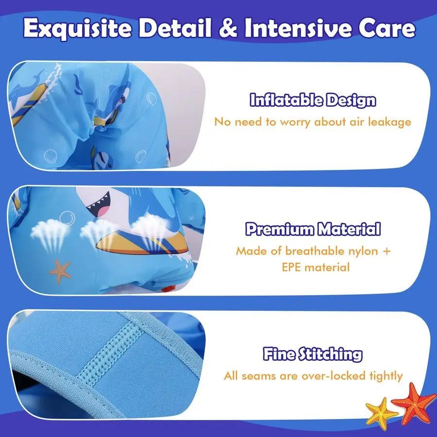 Toddler Swim Vest With Cartoon Arm Floaties Safe Pool Vest