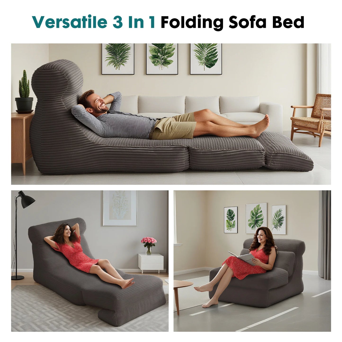 JHK Ergonomic Folding Sofa Bed With Lumbar Support