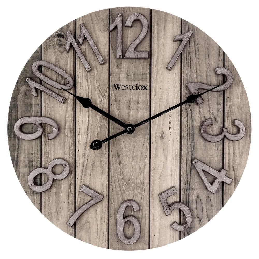 Rustic Wood Grain Wall Clock Analog Quartz Decor Living Rooms