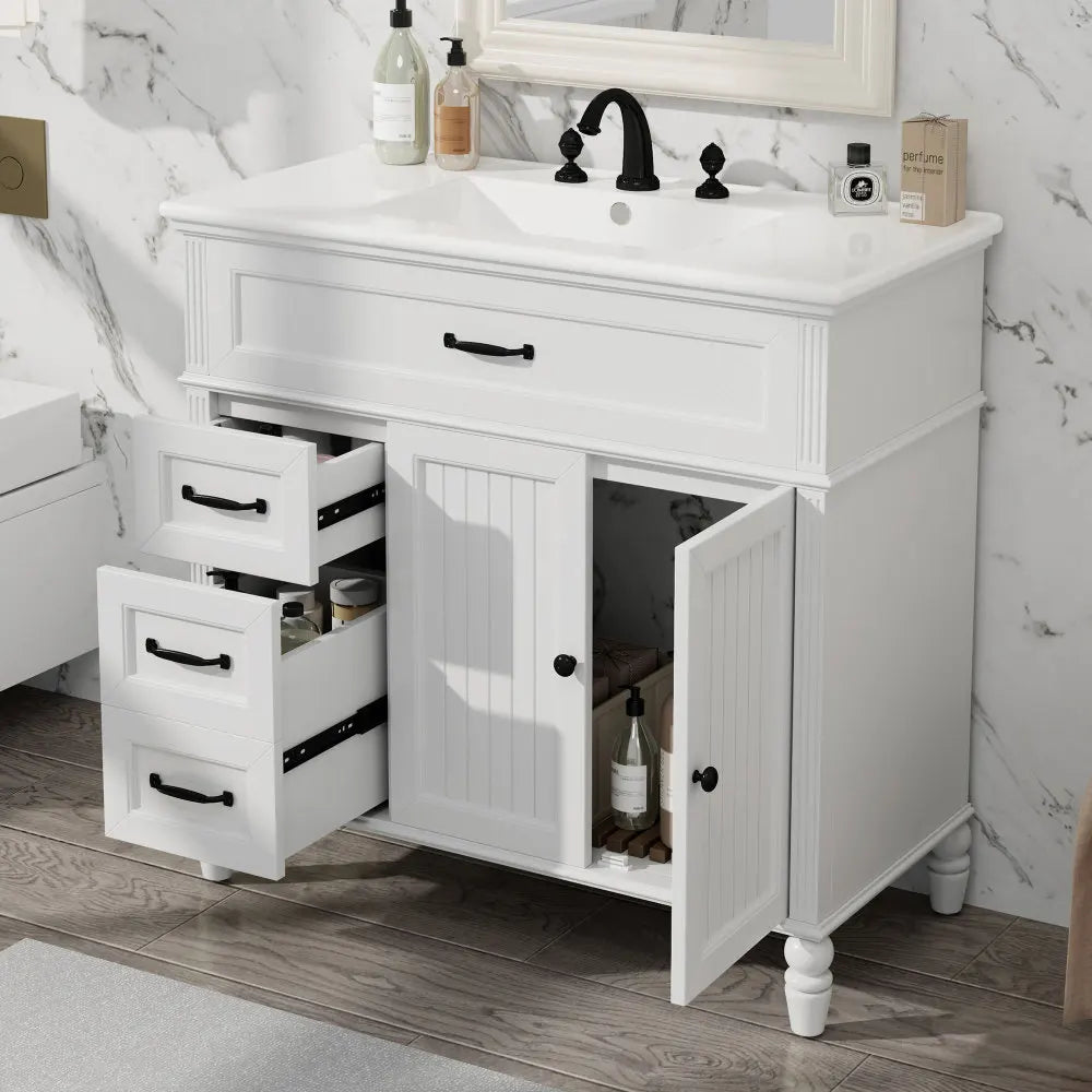 LWO Bathroom Vanity With Sink Cabinet Solid Frame MDF