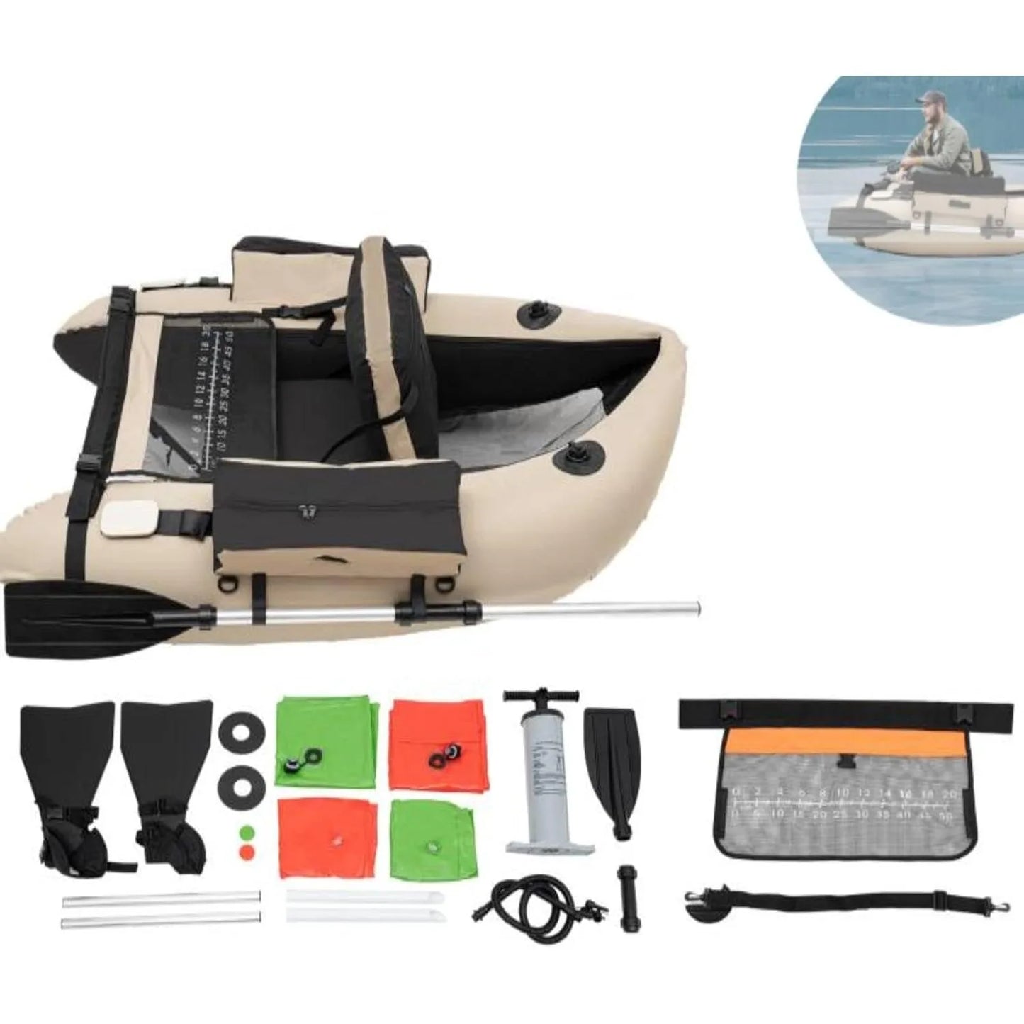 Outdoor Fishing Boat With Paddle And Storage Pockets