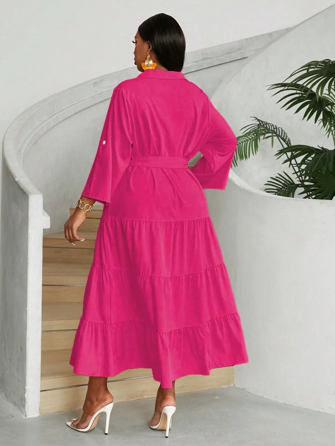 Casual Front Button Shirt Dress Maxi For Women Everyday Wear