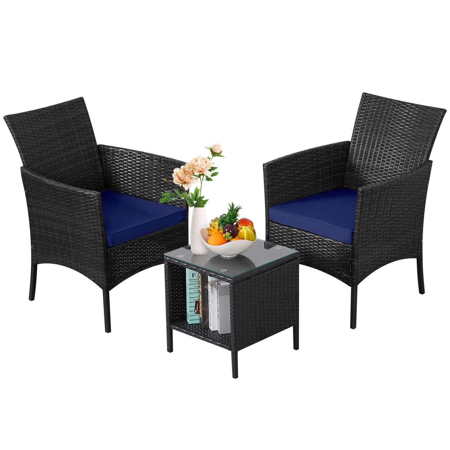 Naga Bahna 3 Piece Outdoor Patio Bistro Set Rattan Furniture