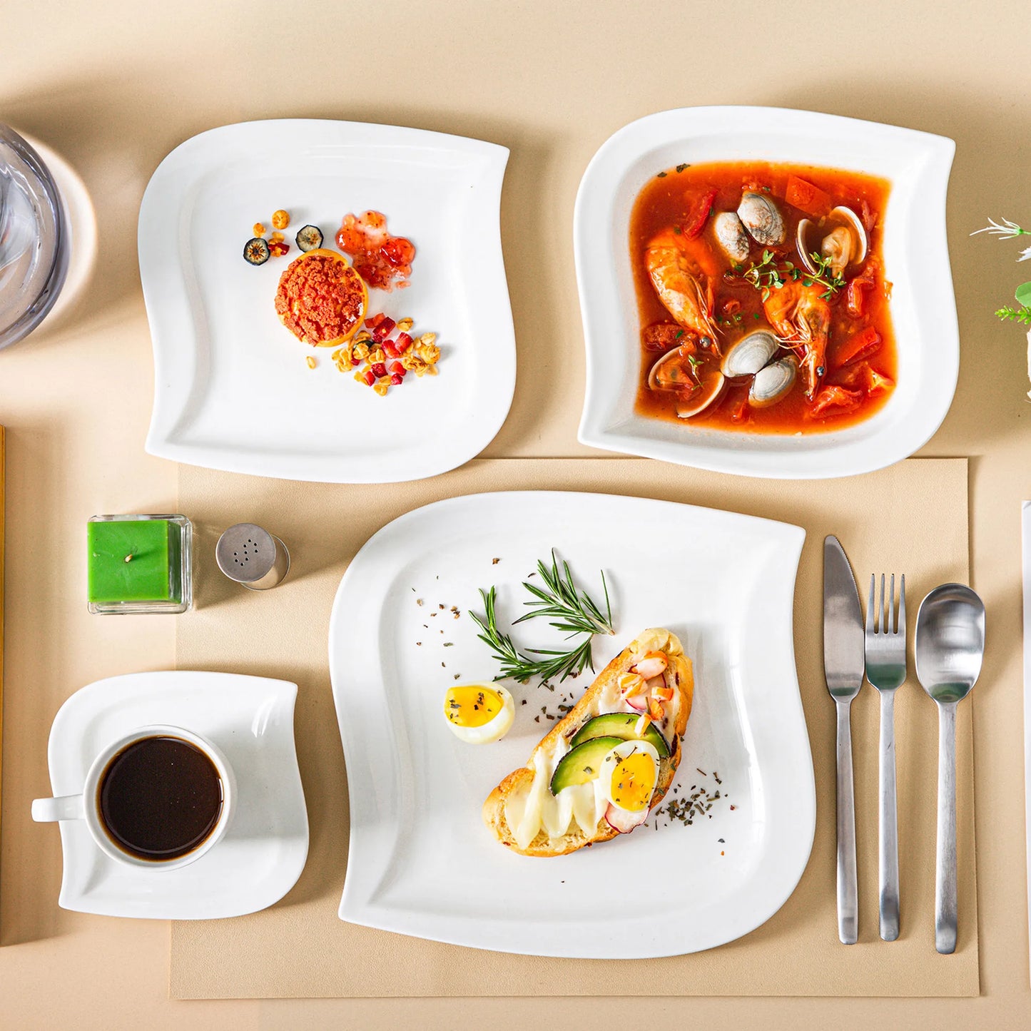 MALACASA Porcelain Dinner Set Tableware Service For Home Use