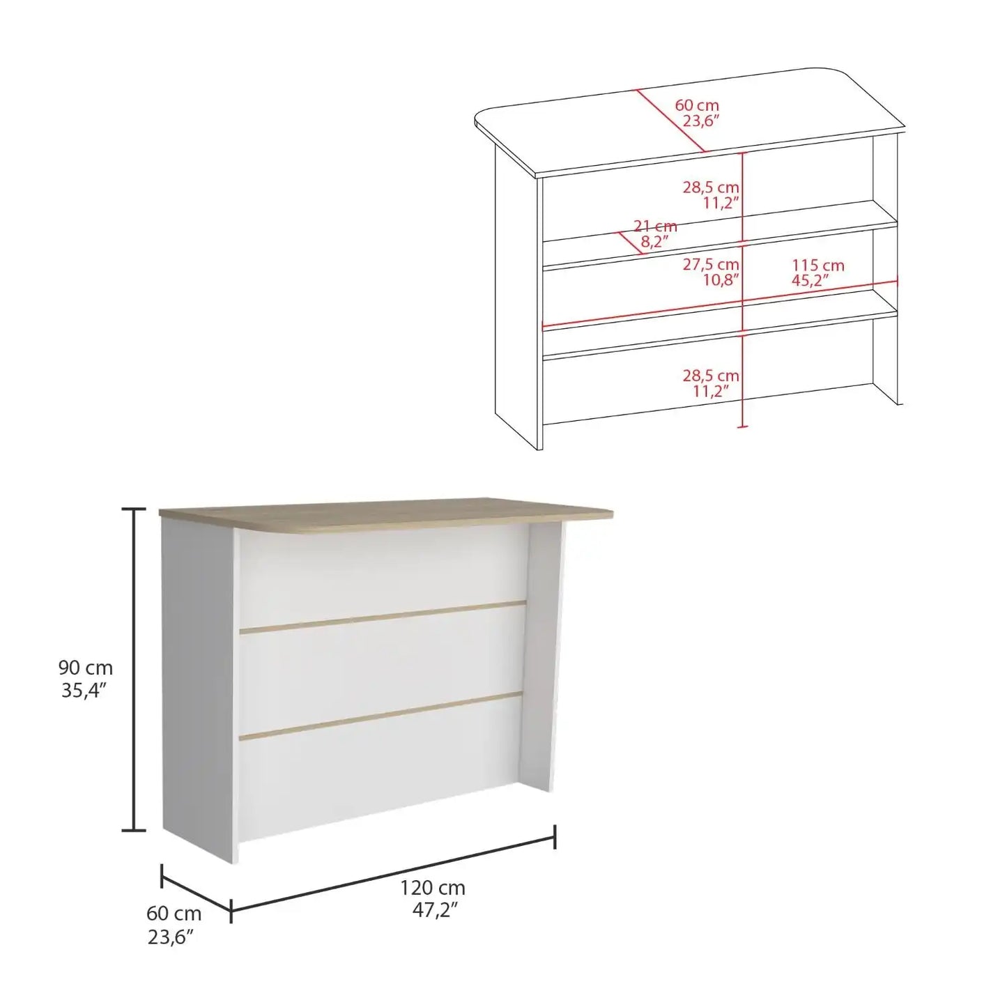 TUHOMECabinet Kitchen Island With Ample Workspace And 2 Tier Shelf